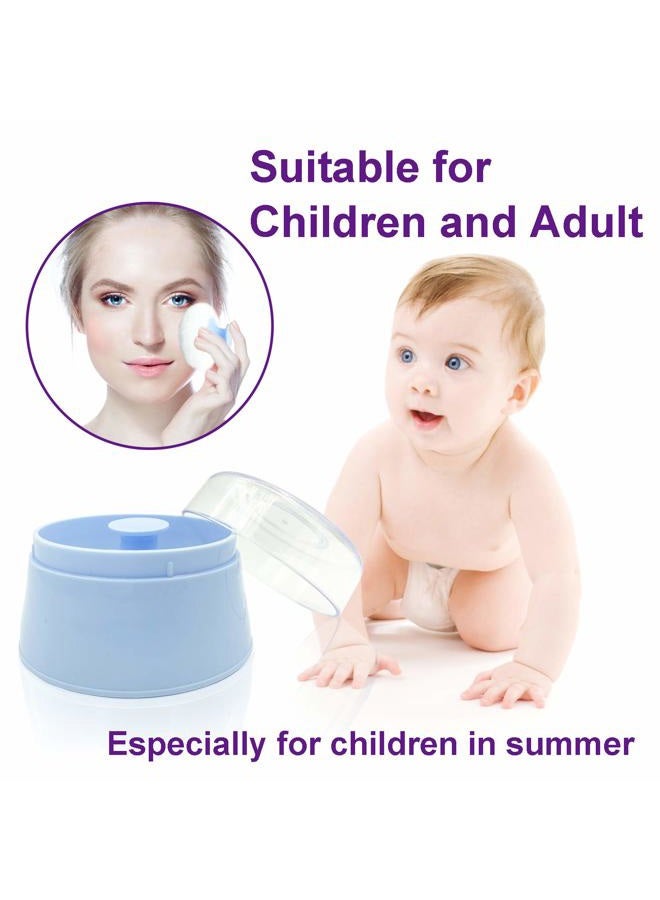 Aurasin علبة بودرة الأطفال خالية من BPA، كبيرة 2.8 بوصة، علبة بودرة الجسم الفخمة بعد الاستحمام، حاوية بودرة الوجه/الجسم للأطفال، حاوية بودرة التلك لمستحضرات التجميل مع مقبض يد (أزرق) - Image 2