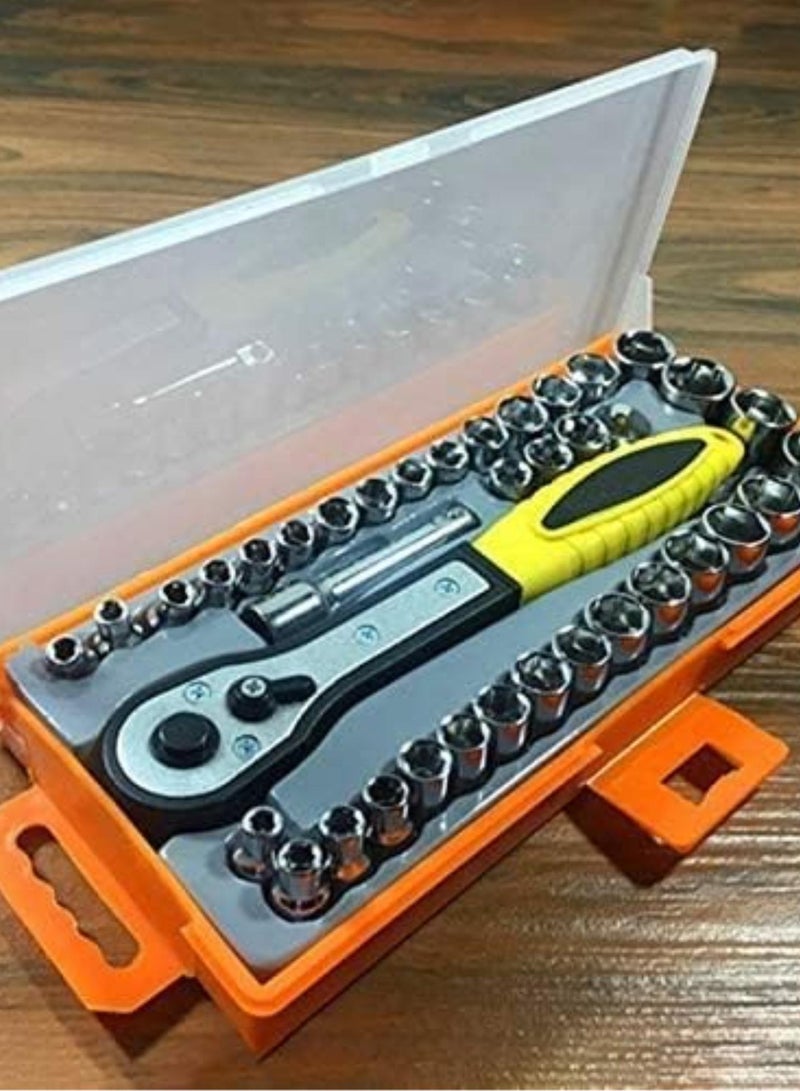 GGOOT Ratchet Wrench Socket Wrench Set Tool Set Hardware Tool Set Repair Tool Sleeve Set Ratchet Wrench Set 40Pcs 1109  - Image 3