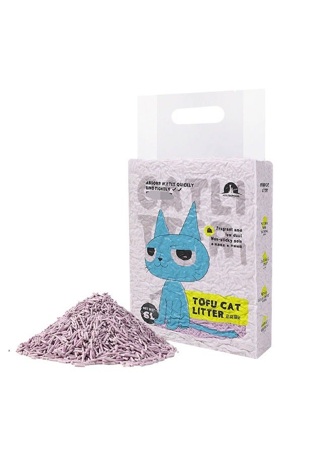 1 Pack Tofu Cat Litter - Large Granules Natural Dust-Free Cat Litter, Highly Effective in Absorbing and Biodegradable Agglomerated Cat Litter, Natural Safe Materials Non-Sticky to Fur (6L-Lavender) - Image 1