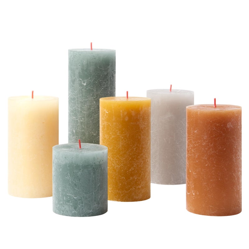 Bolsius Rustic Candle Gift Set  Nordic Ambiance  Box of 6 Candles  Long Burning Time  Household Candle  Interior Decoration  Unscented  Includes Natural Vegan Wax  No Palm Oil