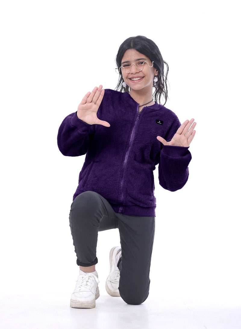 BEBO Plain fur jacket_Mauve - Image 1