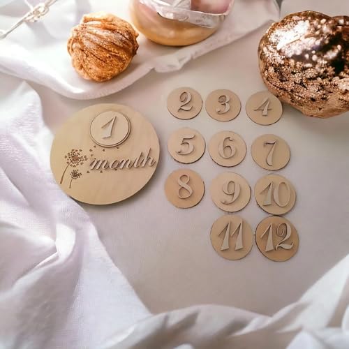 Cliths Set of 13 Wooden Baby Milestone Plaque Monthly Milestone Disc Cards for Newborn Photography, Baby Shower Gifts, Nursery Decor, Keepsakes for Mom & Parents Baby Milestone Cards - Image 2