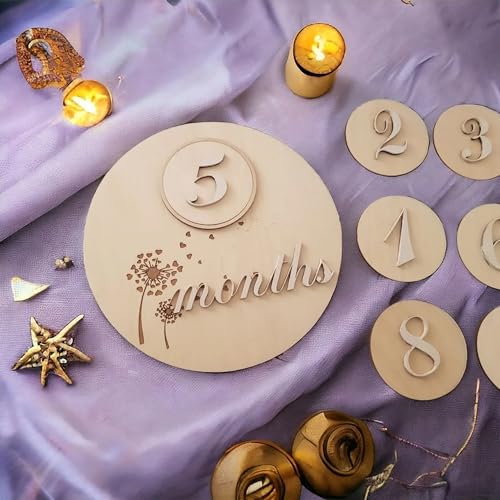 Cliths Set of 13 Wooden Baby Milestone Plaque Monthly Milestone Disc Cards for Newborn Photography, Baby Shower Gifts, Nursery Decor, Keepsakes for Mom & Parents Baby Milestone Cards - Image 4