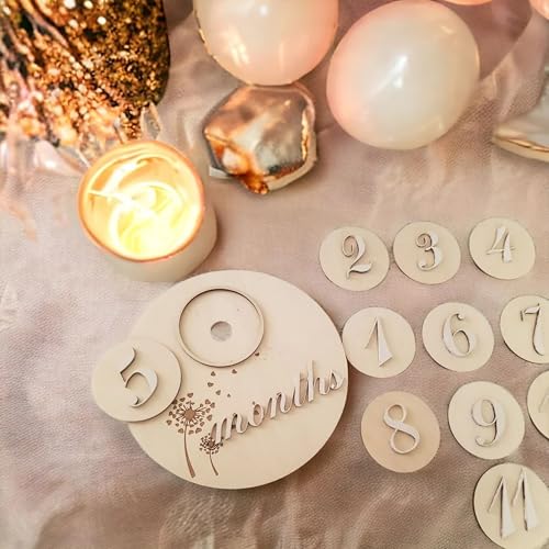 Cliths Set of 13 Wooden Baby Milestone Plaque Monthly Milestone Disc Cards for Newborn Photography, Baby Shower Gifts, Nursery Decor, Keepsakes for Mom & Parents Baby Milestone Cards - Image 5