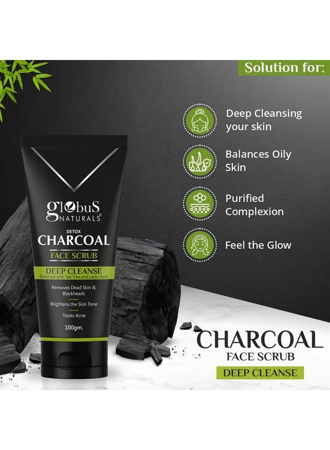 Globus Naturals Anti Pollution & Anti Acne Charcoal Face Scrub, Detox & Deep Cleanse Formula, Fights Pollution And De-Tans Skin, For Men With Oily & Acne Prone Skin, 100 Gms, Pack Of 1 - Image 3