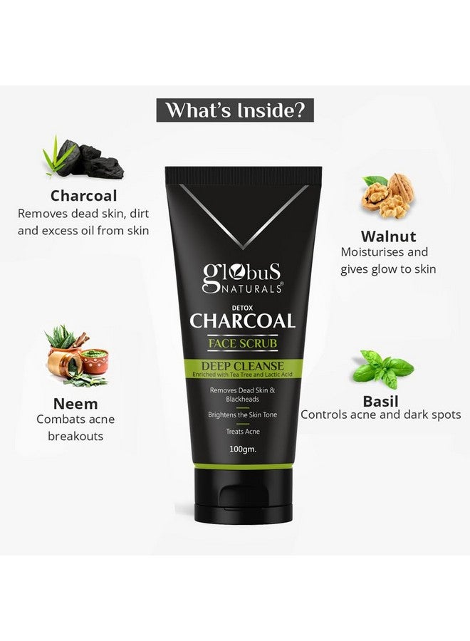 Globus Naturals Anti Pollution & Anti Acne Charcoal Face Scrub, Detox & Deep Cleanse Formula, Fights Pollution And De-Tans Skin, For Men With Oily & Acne Prone Skin, 100 Gms, Pack Of 1 - Image 4