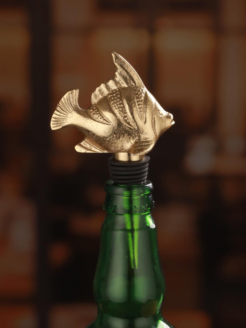 Trovea's Golden Fish Bottle Stopper for Softdrinks, Red Wine, White Wine, Sparkling Wine and Champagne - Image 1
