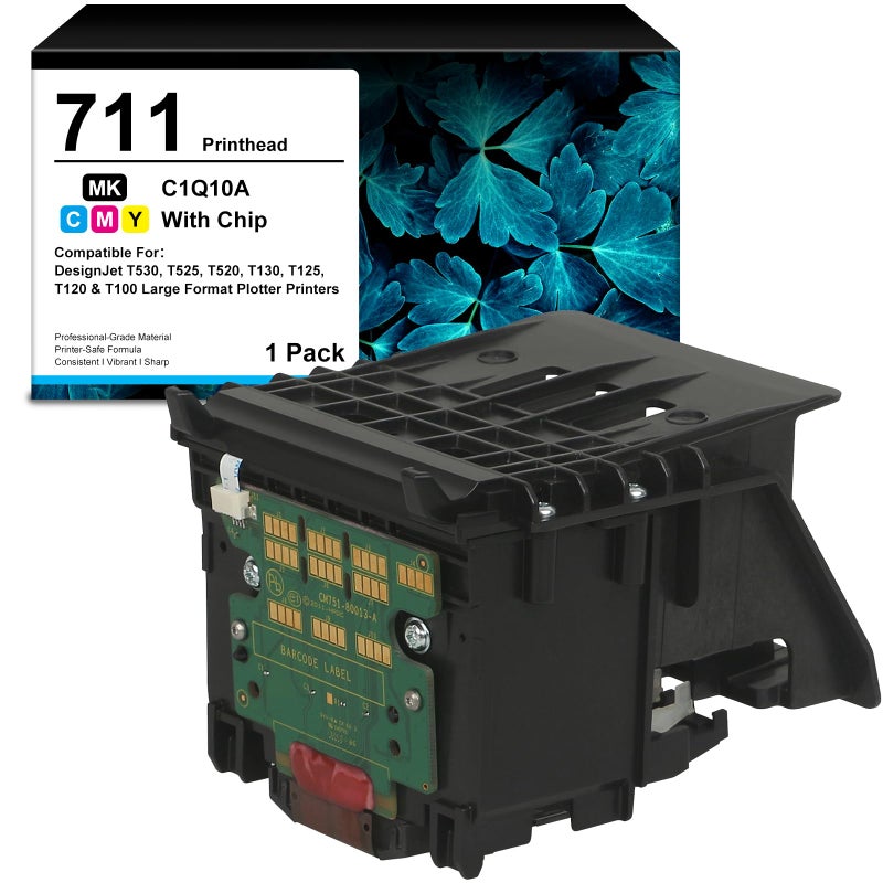 SAIBOYA 711 DesignJet Printhead High Yield Replacement Kit C1Q10A for HP DesignJet T530 T525 T520 T130 T125 T120 T100 Large Format Plotter Printers with Chip Print Head - Image 2