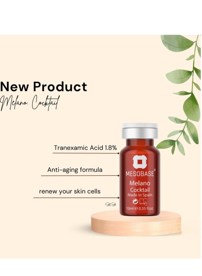 MESOBASE Melano Cocktail MesoBase Brand,Professional Serum Skin whitening Anti wrinkle,anti-aging, improve pigmentation effects,improve acne scars , Spanish,improve of photodamaged skin(1 pack 10 ml) - Image 3