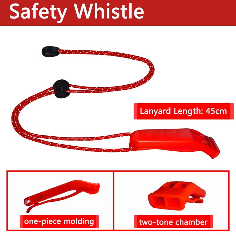 Amzonly Emergency Whistle, 120db Safety Whistle Survival Shrill Loud for Camping Hiking Hunting Boating Fishing Life Vest Jacket Rescue Signaling Kids Lifeguard Red 5 Pack - Image 2
