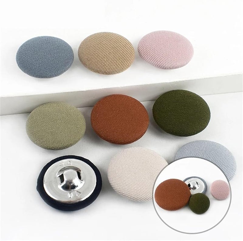 أزرار خياطة مغطاة بالقماش 200 قطعة مستديرة 25 مم للحرف القمصان الملابس الزخارف - Image 5
