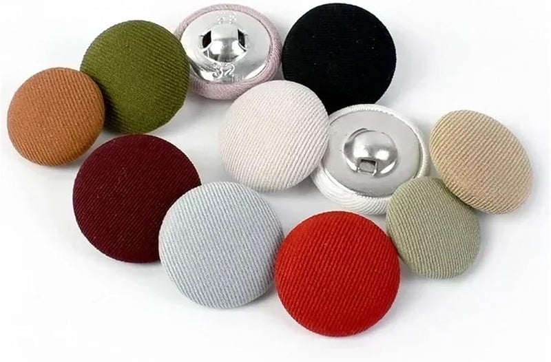 أزرار خياطة مغطاة بالقماش 200 قطعة مستديرة 25 مم للحرف القمصان الملابس الزخارف - Image 4