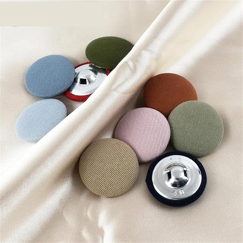 أزرار خياطة مغطاة بالقماش 200 قطعة مستديرة 25 مم للحرف القمصان الملابس الزخارف - Image 3