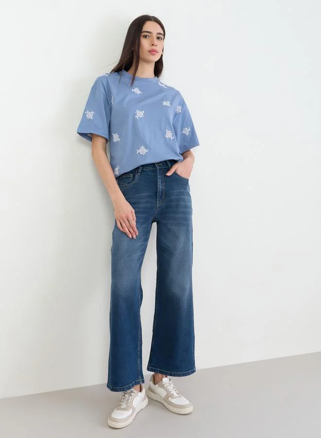 Styli Women Blue High Rise Wide Leg Jeans
