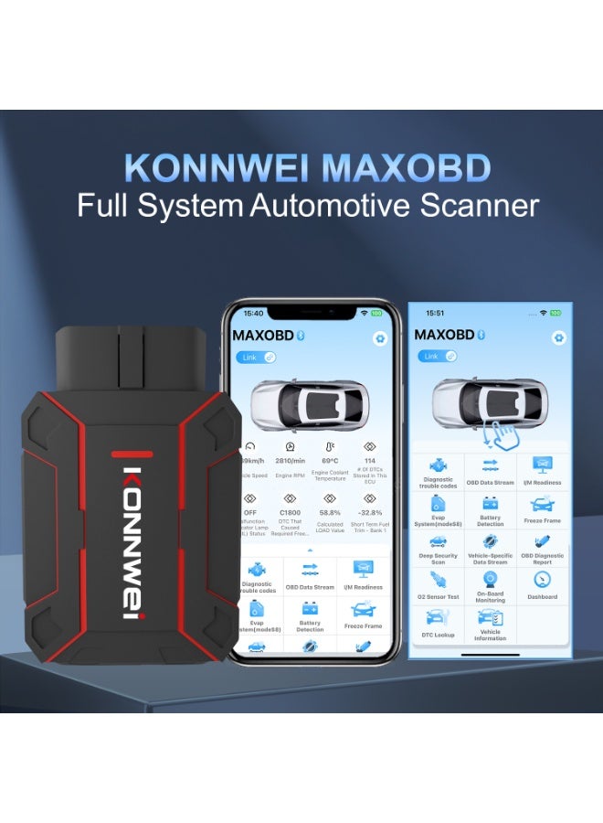 Konnwei Full system Bluetooth Car Diagnostic Scanner,KONNWE MAXOBD Scanner Automotriz - Image 2