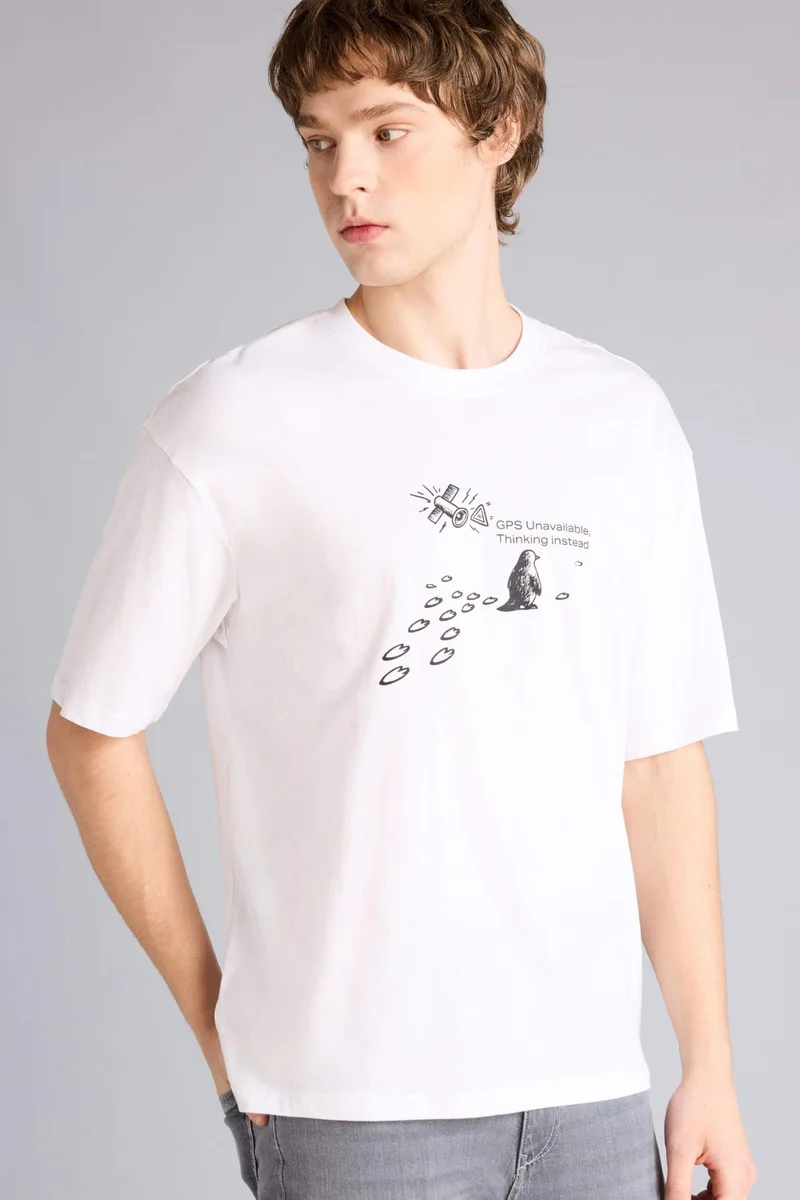 ديفاكتو Boxy Fit Printed T-Shirt