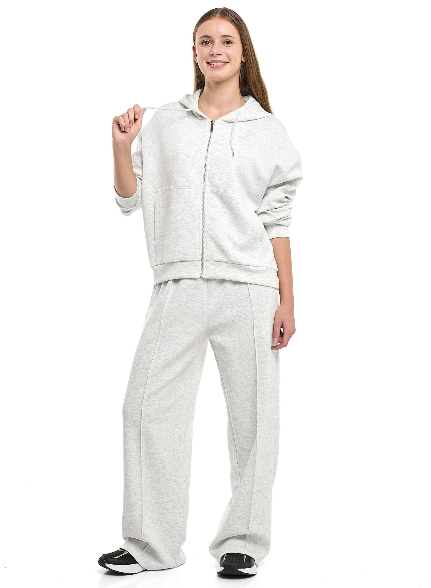 victor and jane 2 Piece Set-  Zip-Front Hoodie & Wide-Leg Trousers Set