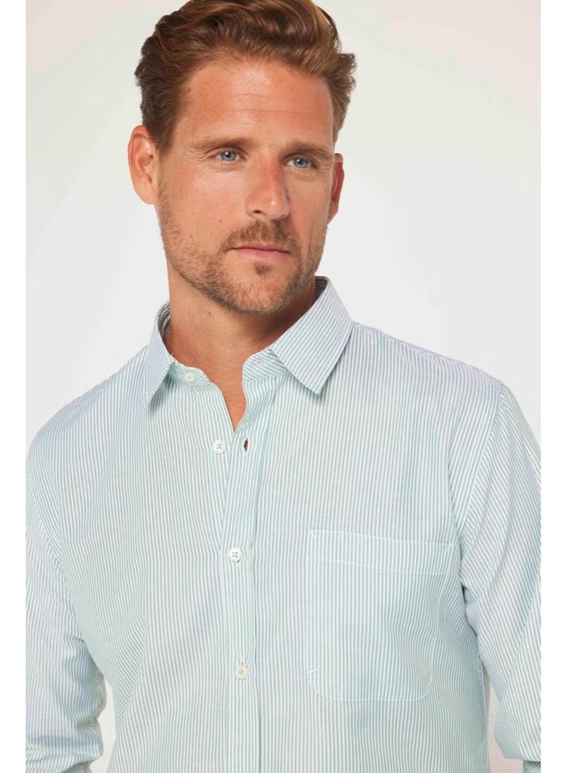 Tudors Men's Slim Fit Slim Fit Long Sleeve 100% Cotton Linen Texture Button-Up Collar Shirt - Image 4