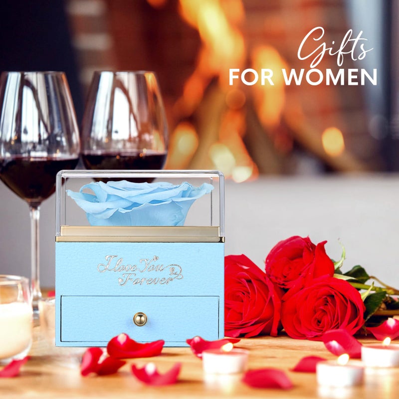 ASELFAD ASELFAD Preserved Flowers Real Light Blue Rose  Eternal Flowers Rose Gifts for Women Mom Grandma Wife and Girlfriend  Birthday Anniversary Christmas Mothers Day and Valentines Day Gifts for Her - Image 5