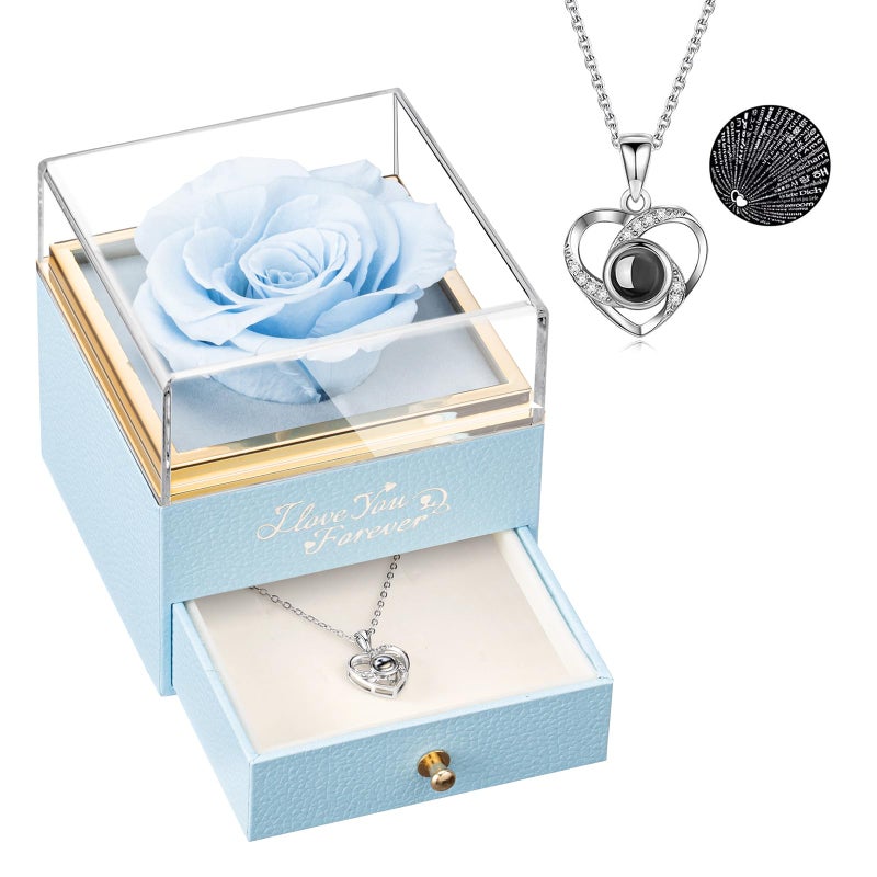 ASELFAD ASELFAD Preserved Flowers Real Light Blue Rose  Eternal Flowers Rose Gifts for Women Mom Grandma Wife and Girlfriend  Birthday Anniversary Christmas Mothers Day and Valentines Day Gifts for Her - Image 1