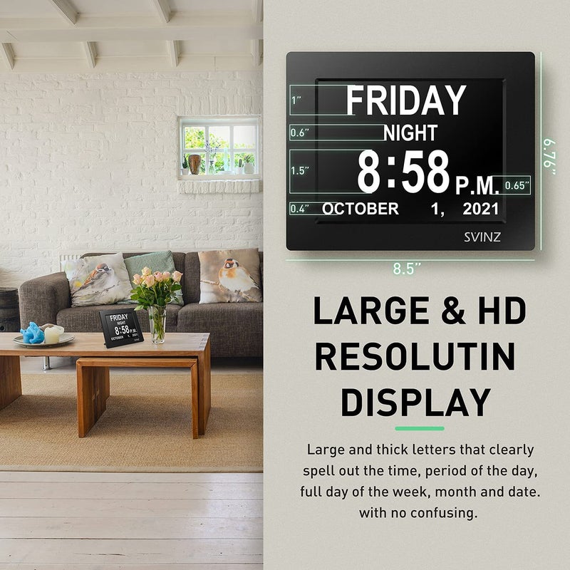 8/ 10Inch Lcd Digital Clock Machine Digital Calendar Elderly Alarm Clock Digitalclock Clock Hd Screen - Image 4