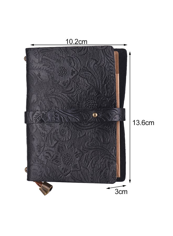 إسكدنيا دفتر ملاحظات من الجلد مزين بنقوش بارزة عتيقة بنمط مذكرات السفر - Image 2