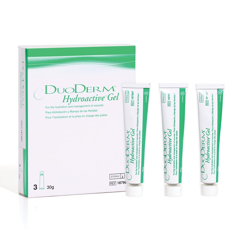 ConvaTec DuoDERM Hydroactive Sterile Gel, 30 Grams Tube for Management of Partial and Full-Thickness Wounds, Aids Autolytic Debridement, 187987, Box of 3 Tubes - Image 1