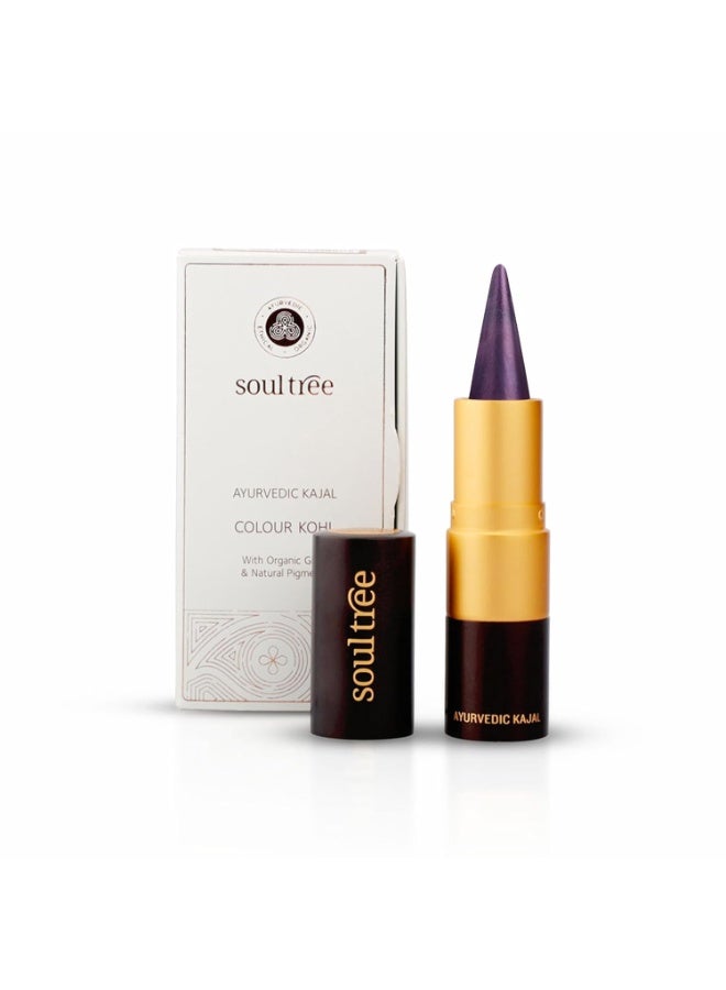 سول تري كحل SoulTree الأيورفيدي | كحل "فيوليت باينجاني" (Violet Bainganee) 012 | درجة اللون الأرجواني | مُعزز بـ 100% من السمن العضوي، وزيت اللوز، والكافور | يُهدئ العيون، ويمنحها شعوراً بالبرودة والتغذية | 3 غرام - Image 1