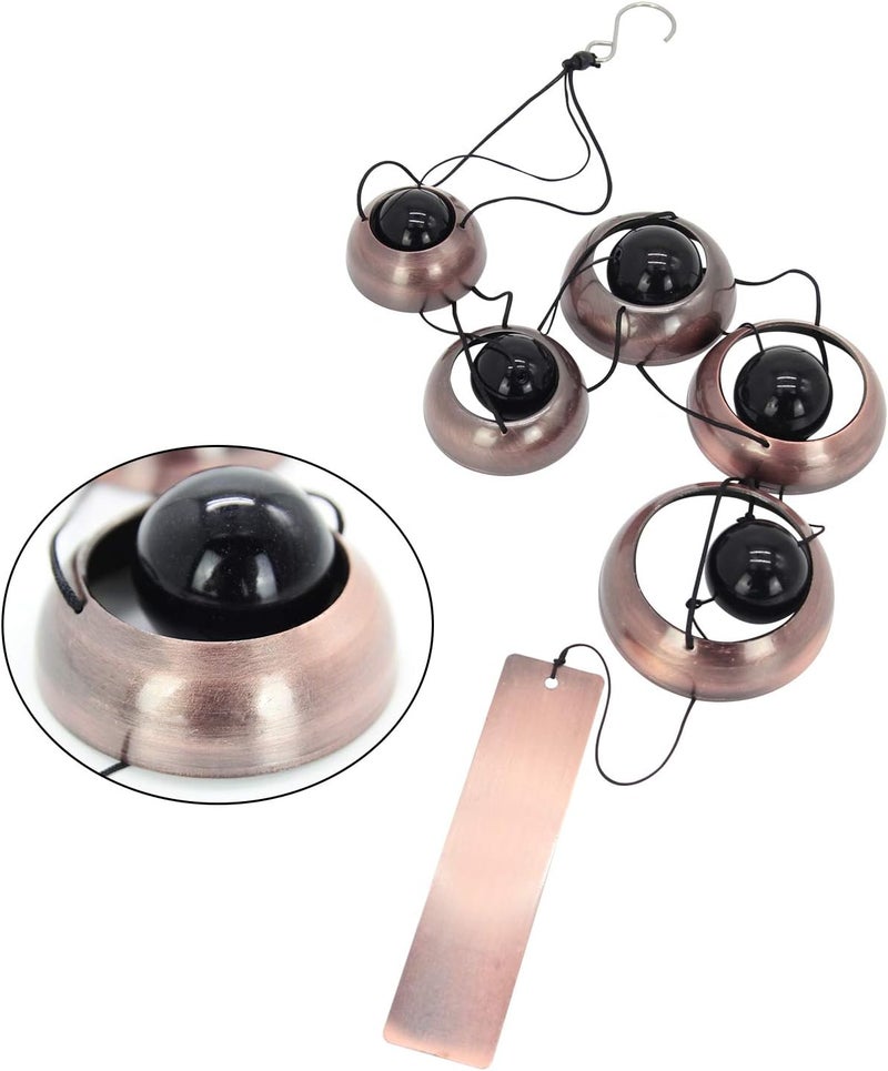 ASTARIN Bell Wind Chimes, Temple Wind Bell, Red Copper Wind Chimes with 5 Bells, Feng Shui Wind Chime for Home Yard Outdoor Decoration, A Great Memorial Wind Chime for Someone Who Loves Peace Red Copper - Image 2