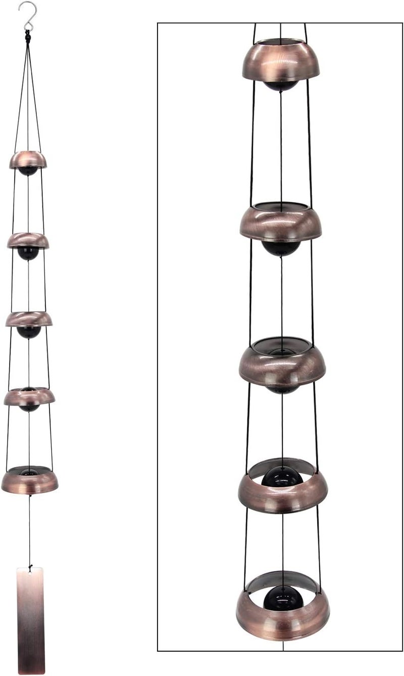 ASTARIN Bell Wind Chimes, Temple Wind Bell, Red Copper Wind Chimes with 5 Bells, Feng Shui Wind Chime for Home Yard Outdoor Decoration, A Great Memorial Wind Chime for Someone Who Loves Peace Red Copper - Image 1