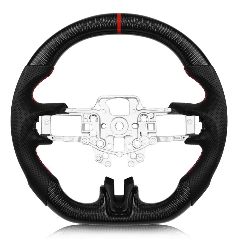 VOONKE Real Carbon Fiber Steering Wheel For Mustang EcoBoostGTShelby GT350GT350R 20152017 Dshaped Nappa Perforated Leather Flatbottom Steering Wheel