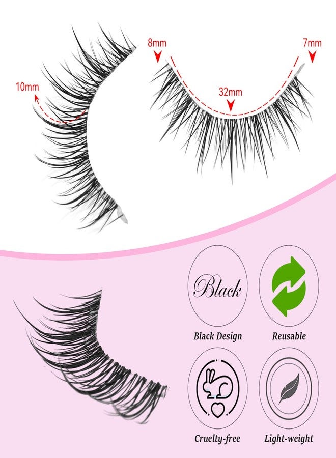 outopen 10 Pairs Manga Lashes Natural Look False Eyelashes Wispy Spiky Anime Lashes Korean Japanese Asian Style Cosplay Fake Eyelashes with Clear Band - Image 2