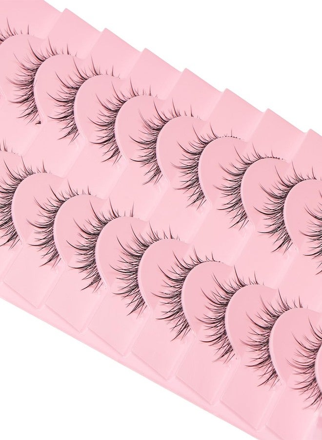 outopen 10 Pairs Manga Lashes Natural Look False Eyelashes Wispy Spiky Anime Lashes Korean Japanese Asian Style Cosplay Fake Eyelashes with Clear Band - Image 5