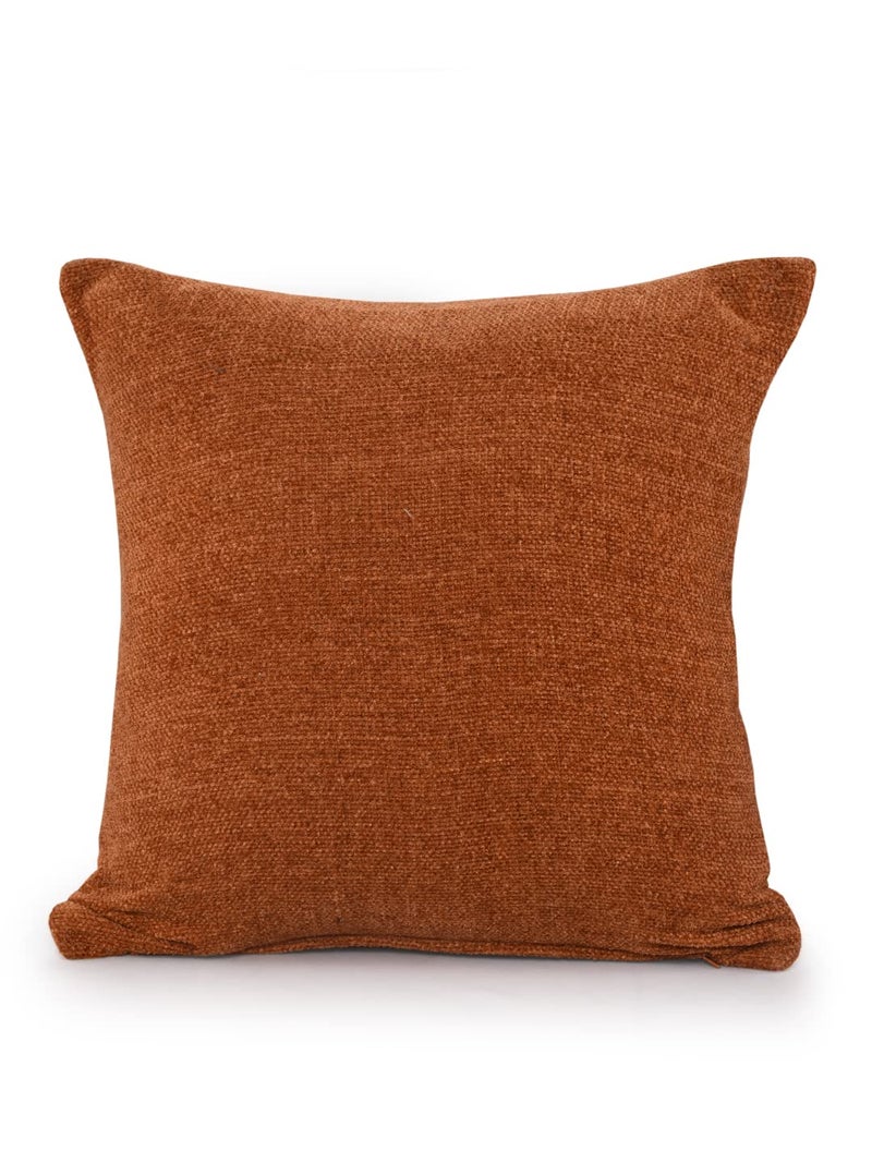 SASHAA WORLD Solid Soft Chenille Throw Blanket for Sofa, Bed & Couch with Cushion Cover Set | Rust Throw & Cushion Cover | Throw-130x180 cm, Cushion-45x45 cm, Wrinkle_Resistant - Image 3
