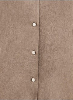 Styli Brown Textured Long Sleeve Oversized Shirt  - Image 4