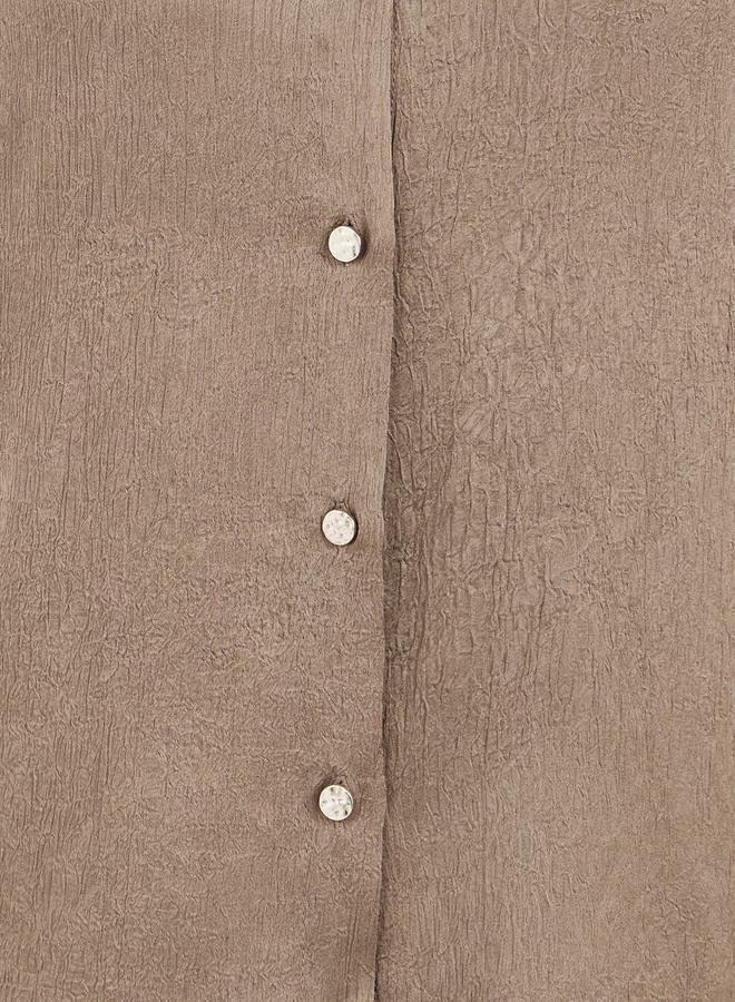 Styli Brown Textured Long Sleeve Oversized Shirt - Image 4