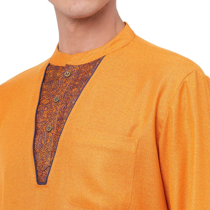 ARCHATTIRE Men’s Orange Polycotton Kurta for Men - Image 4