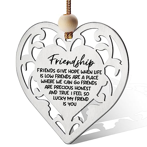 FOKCBOCM Heart Hanging Ornament - Stainless Steel Friendship Gift for Women Friends - All Occasions - Image 1