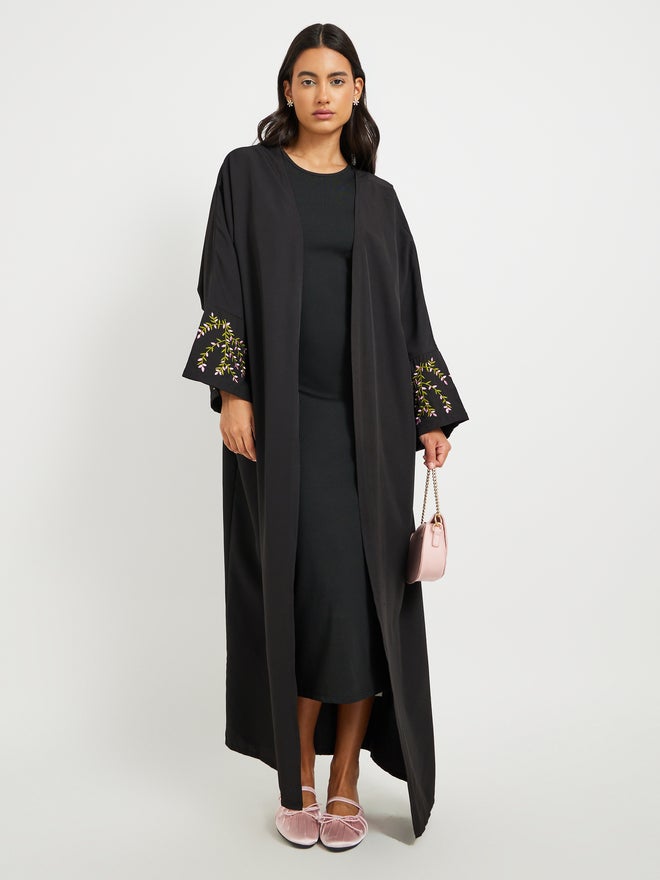 Styli Embroidered Sleeve Hem A-Line Kimonos - Image 1
