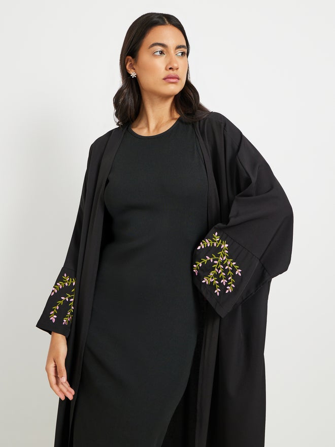 Styli Embroidered Sleeve Hem A-Line Kimonos - Image 3