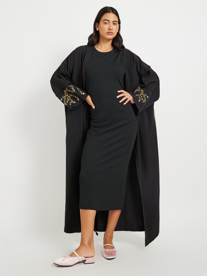 Styli Embroidered Sleeve Hem A-Line Kimonos - Image 2