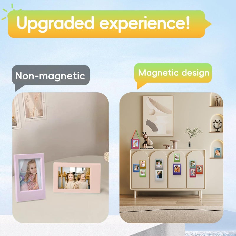 Adboros 40 Pack Magnetic Picture Frame 2x3 Picture Frame Bulk Mini Picture Frames Set For Fujifilm Instax Frame Cute Multiple Colorful Photo Frames for Refrigerator Wallet Size Picture Frames - Image 5
