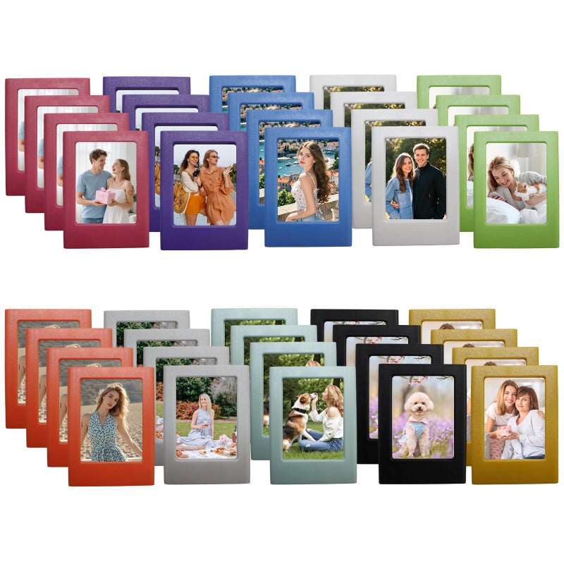 Adboros 40 Pack Magnetic Picture Frame 2x3 Picture Frame Bulk Mini Picture Frames Set For Fujifilm Instax Frame Cute Multiple Colorful Photo Frames for Refrigerator Wallet Size Picture Frames - Image 1