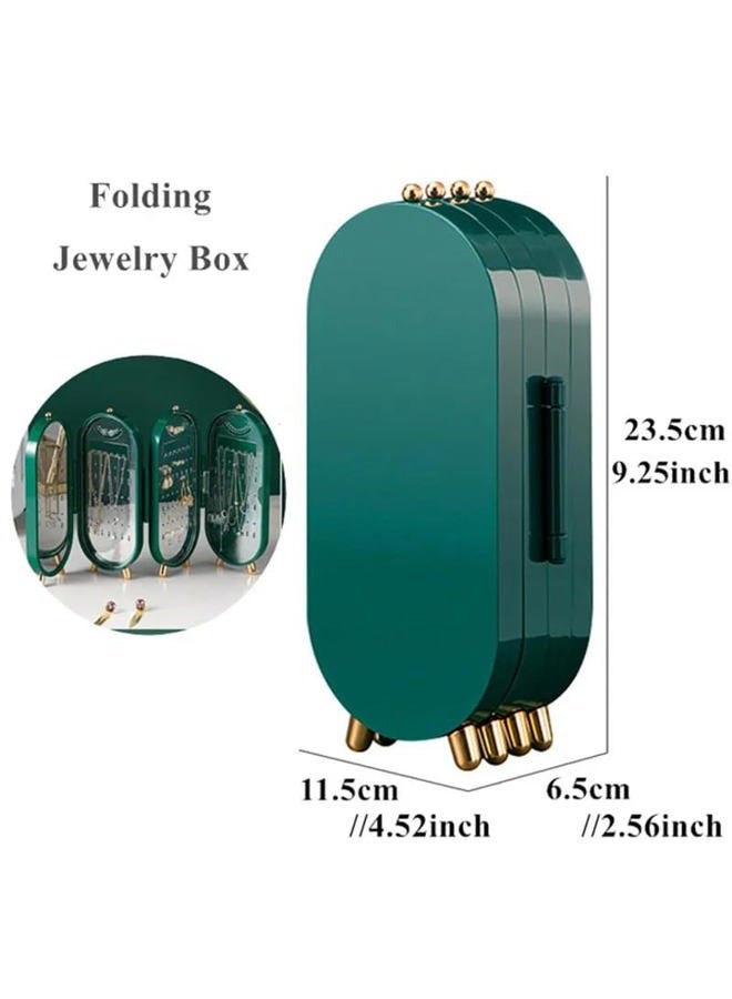 Tvoip Earring Organizer Stand，4-Layer Small Foldable Dustproof Jewelry Holder with 153 Holes For Women Earrings, Earring Backs, Necklaces,Display Jewelry Organizer (Green) - Image 4