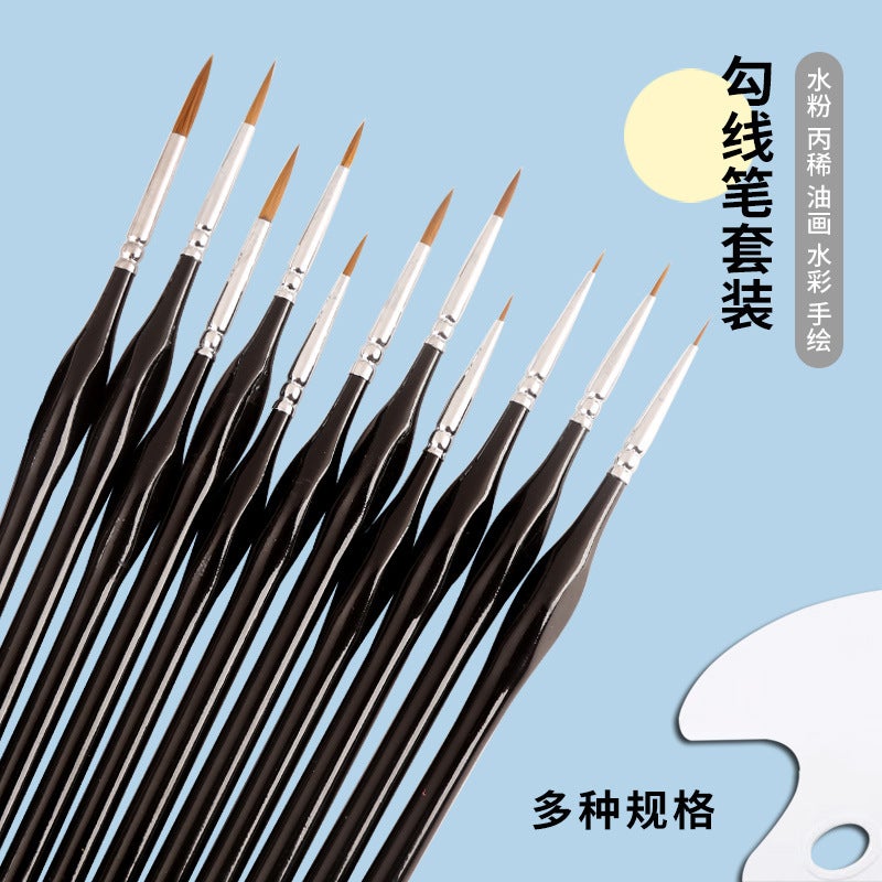 Wolf Black Triangle Birch Pole Very Fine Nail Art Students Special Line Drawing Gouache Color Stroke Oil Brush Gouhui Pen - Image 2