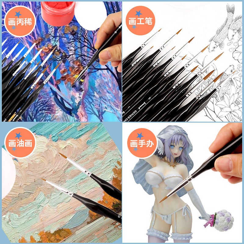 Wolf Black Triangle Birch Pole Very Fine Nail Art Students Special Line Drawing Gouache Color Stroke Oil Brush Gouhui Pen - Image 5