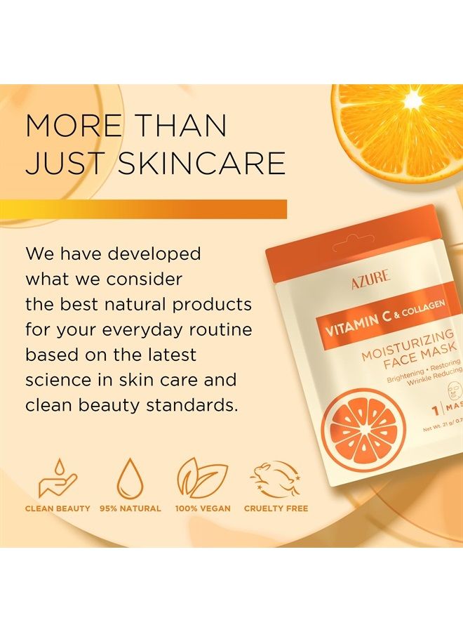 Azure Cosmetics قناع الوجه المرطب من AZURE بفيتامين C والكولاجين - مضاد للشيخوخة، مرطب بعمق ومشدود - قناع مضيء، يحسن المرونة - العناية بالبشرة مصنوعة في كوريا - 5 عبوات - Image 4