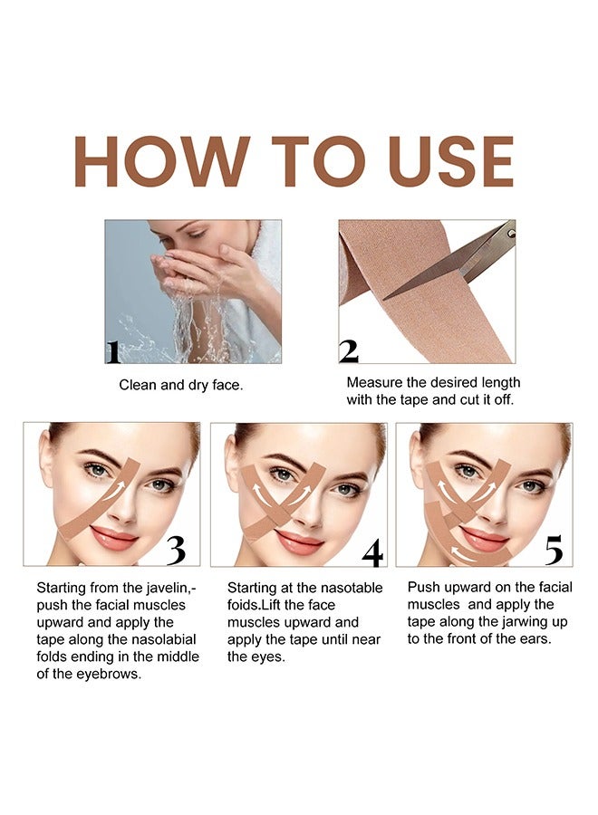 EELHOE Facial Myofascial Lift Tape Face Lift Stickers, Face Toning Tape Anti Freeze Anti Wrinkle Belts Patche, Neck Lift Tape Unisex For Firming and Tightening 2.5cm*5m - Image 4