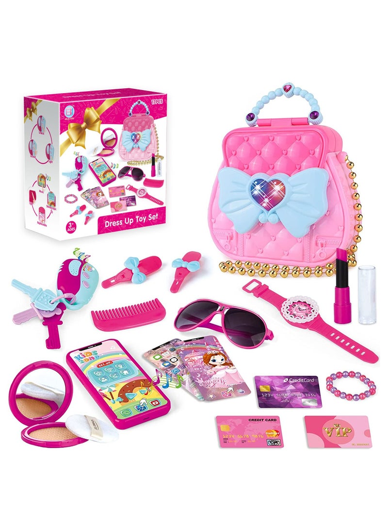 Swift 17 Pcs Kids Makeup Kit with Purse, Pretend Makeup for Girls, Include Keys & Play Phone with Sound, Makeup Toys Birthday for Girls Aged 3+  - Image 1
