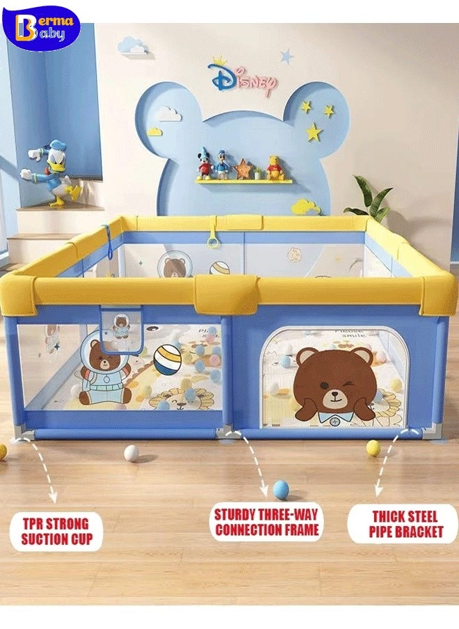 Berma Baby Large Toddler Stainless Steer Pipe Foldable, Safe Baby Playpen Playpen For Baby Indoor Play Fence With Balls Steel Frame Safety Playpen Barriers For Toddler  - Image 3